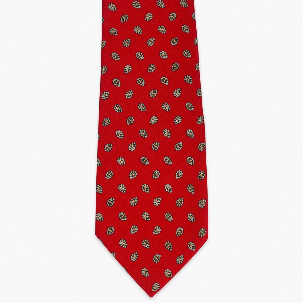 Austin Reed Red Silk Paisley Necktie Hand Made Italy Classic 100% Silk